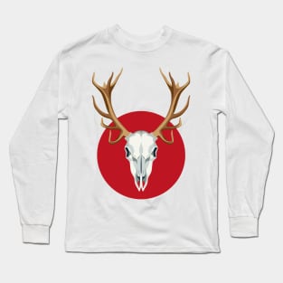 Deer's Skull over red sun Long Sleeve T-Shirt